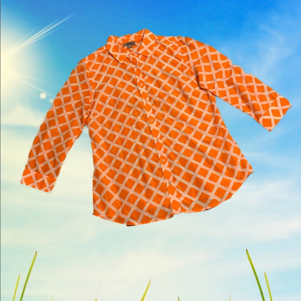 Silk Blend Blouse Orange White S: M